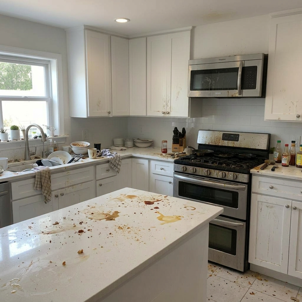 Kitchen reset before cleaning