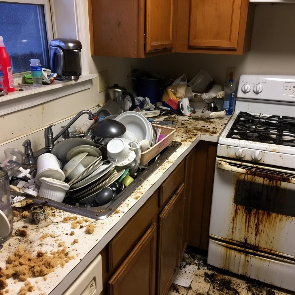 Kitchen reset before cleaning